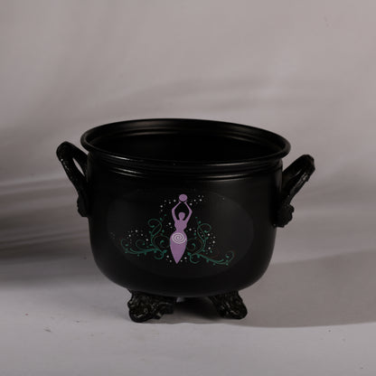 Real Vintage Irom Metal Cauldron with Goddess Gaia Symbol