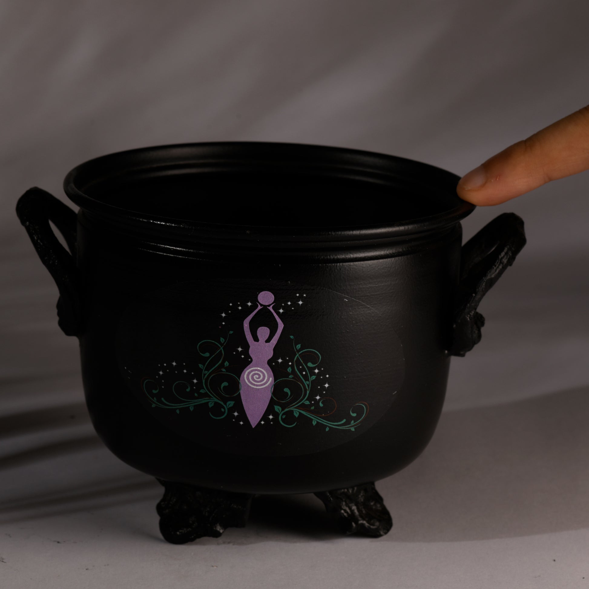 Real Vintage Irom Metal Cauldron with Goddess Gaia Symbol