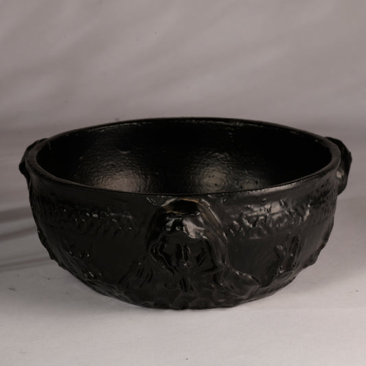 Real Vintage Iron and Metal Black Triple Goddess Scrying Metal Bowl