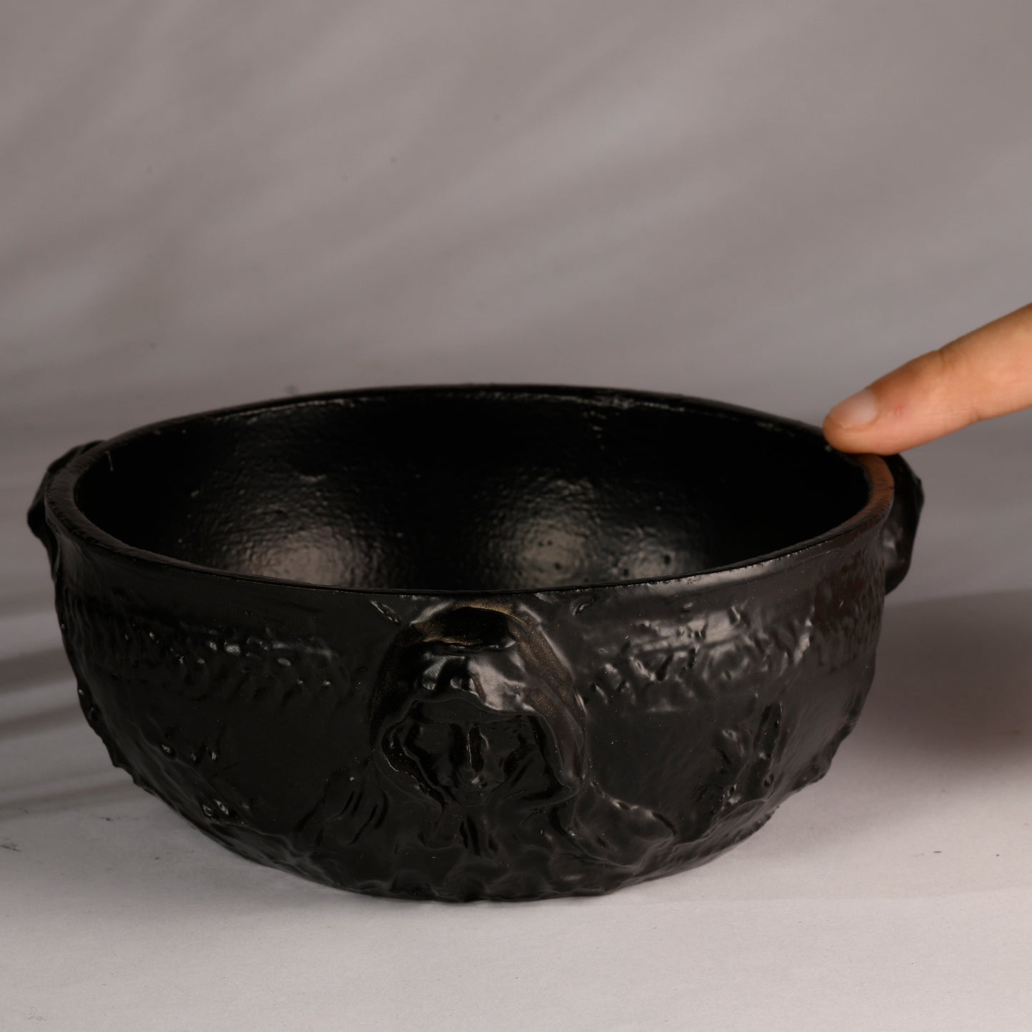 Real Vintage Iron and Metal Black Triple Goddess Scrying Metal Bowl