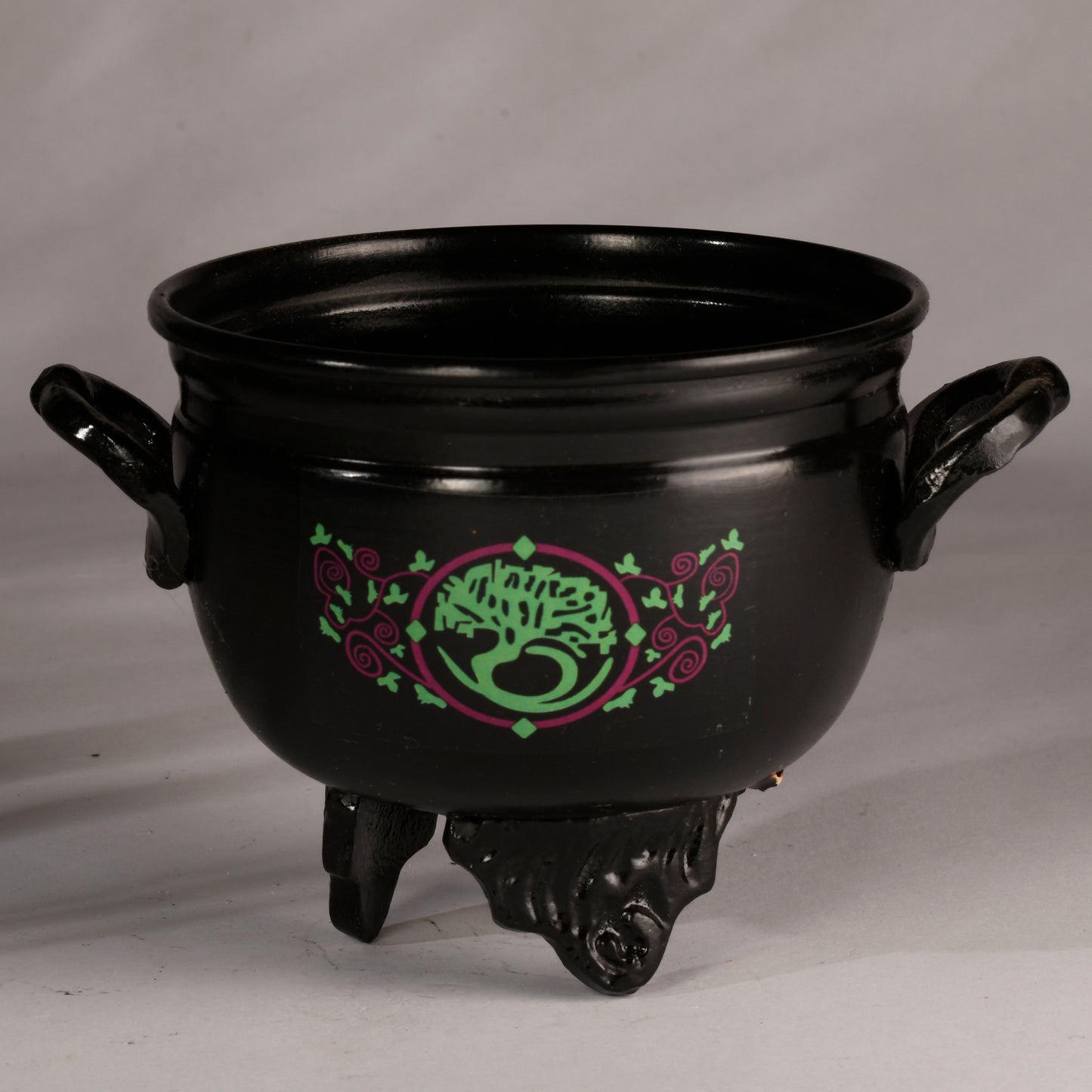 Real Vintage Irom Metal Cauldron with Tree of Life Symbol