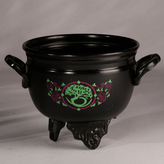 Real Vintage Irom Metal Cauldron with Tree of Life Symbol