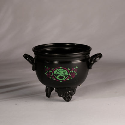 Real Vintage Irom Metal Cauldron with Tree of Life Symbol