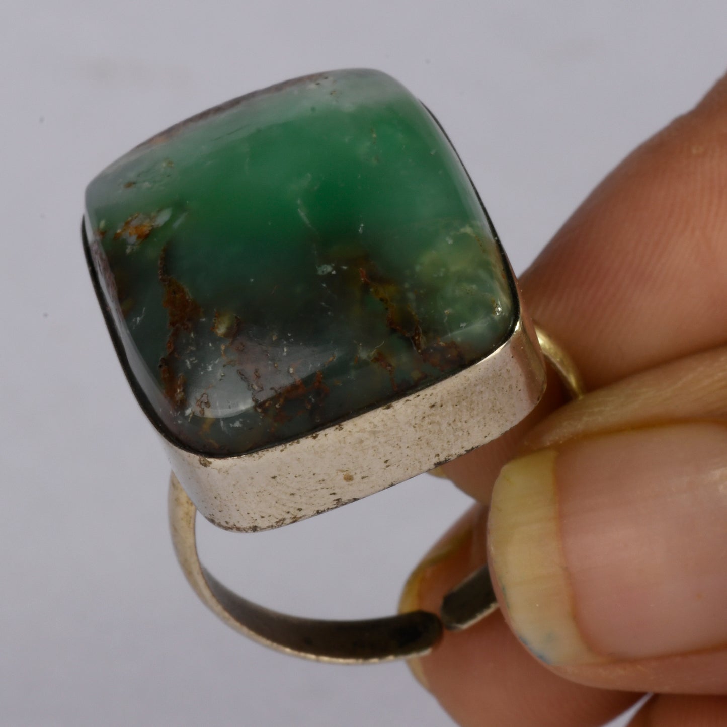 Real Chrysoprase Crystal and Stone Ring Jewellery