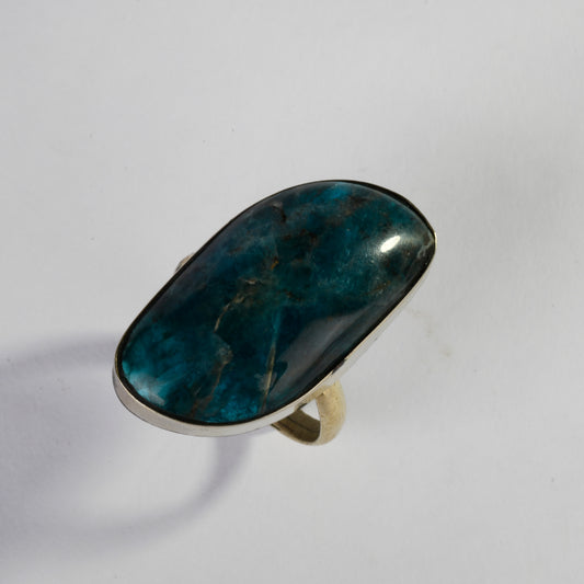 Real Blue Apatite Crystal and Stone Ring Jewellery