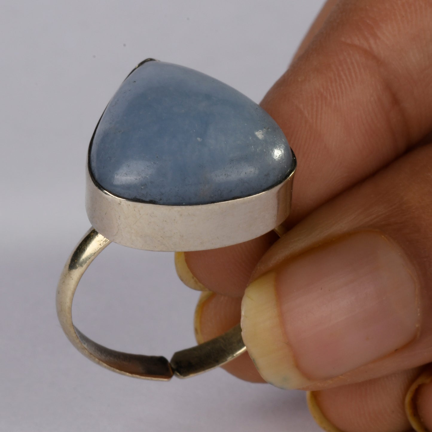 Real Angelite Crystal and Stone Ring Jewellery