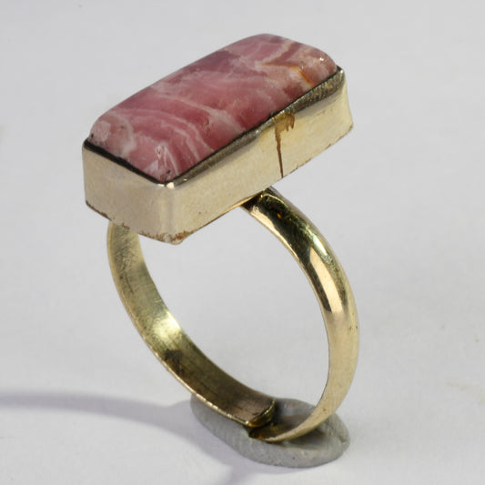 Real Rhodochrosite Crystal and Stone Ring Jewellery