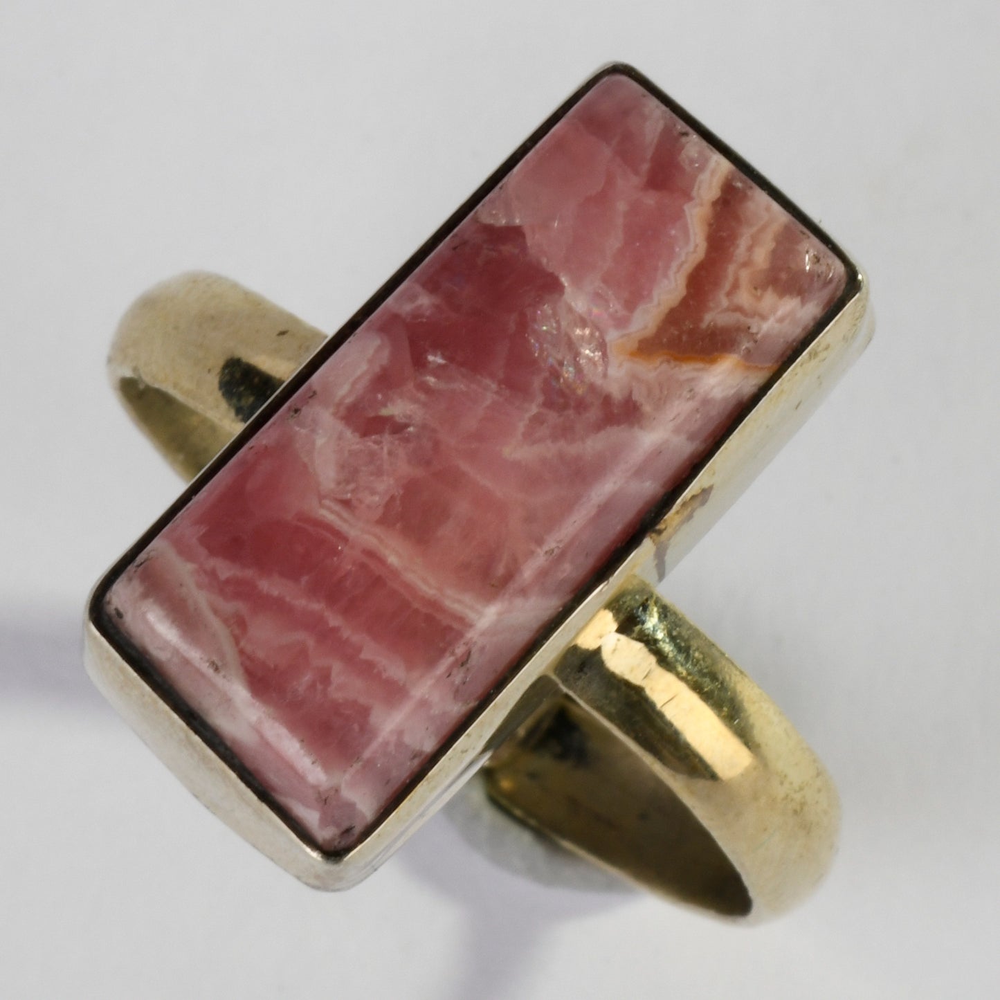 Real Rhodochrosite Crystal and Stone Ring Jewellery