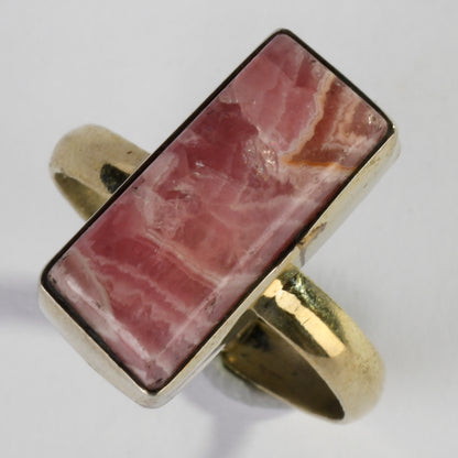 Real Rhodochrosite Crystal and Stone Ring Jewellery