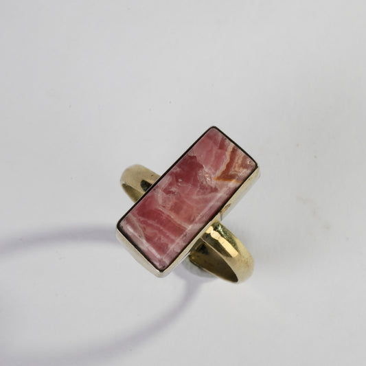 Real Rhodochrosite Crystal and Stone Ring Jewellery