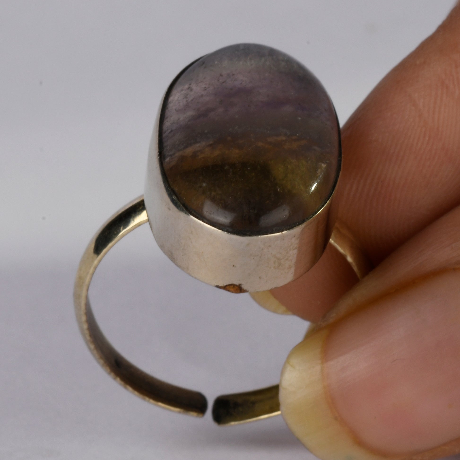 Real Multi Fluorite Crystal and Stone Ring Jewellery