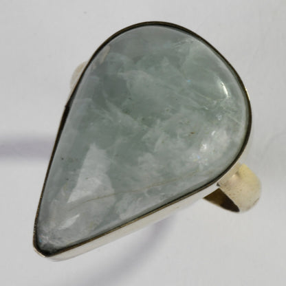 Real Aquamarine Crystal and Stone Ring Jewellery