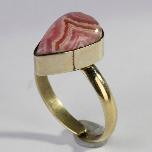 Real Rhodochrosite Crystal and Stone Ring Jewellery