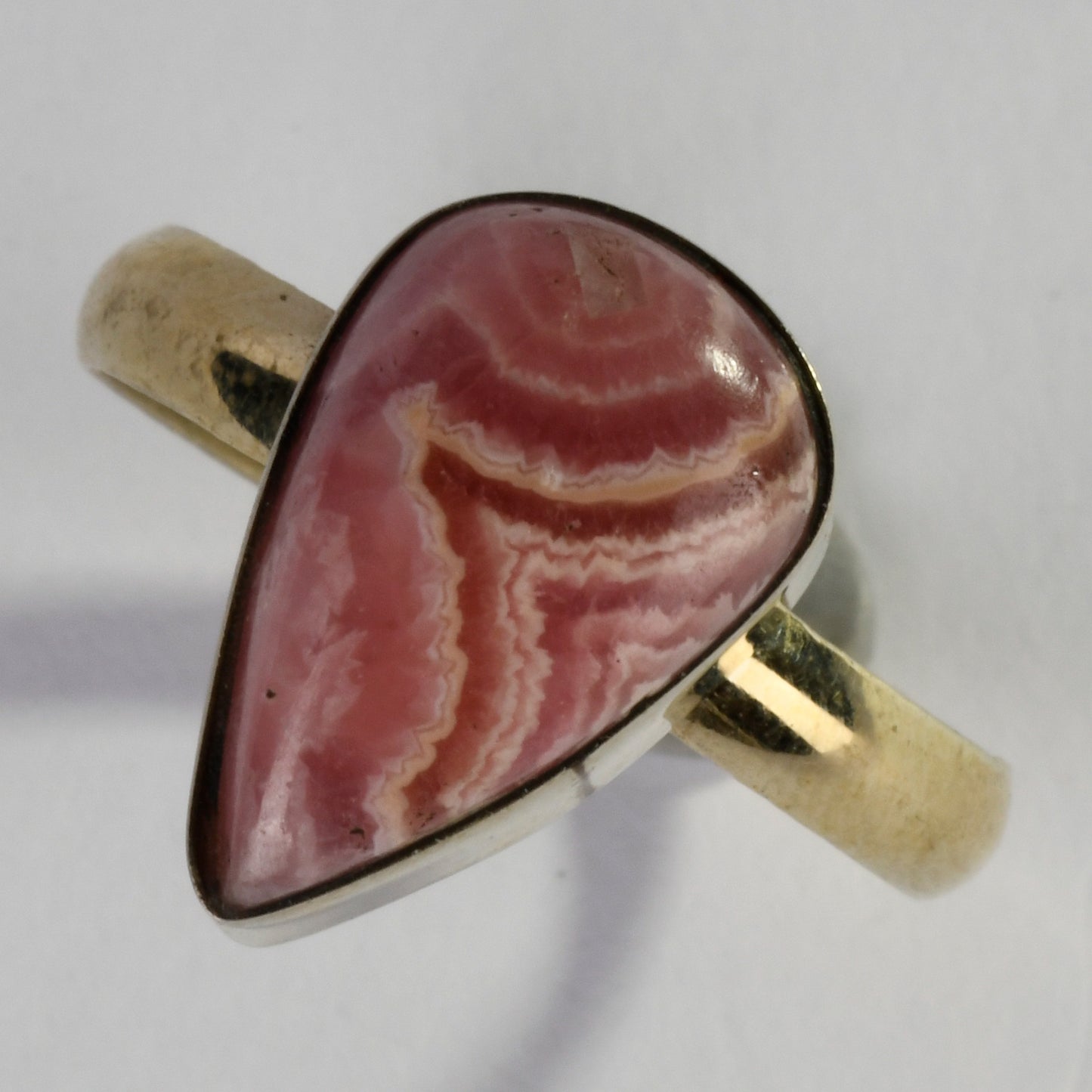 Real Rhodochrosite Crystal and Stone Ring Jewellery