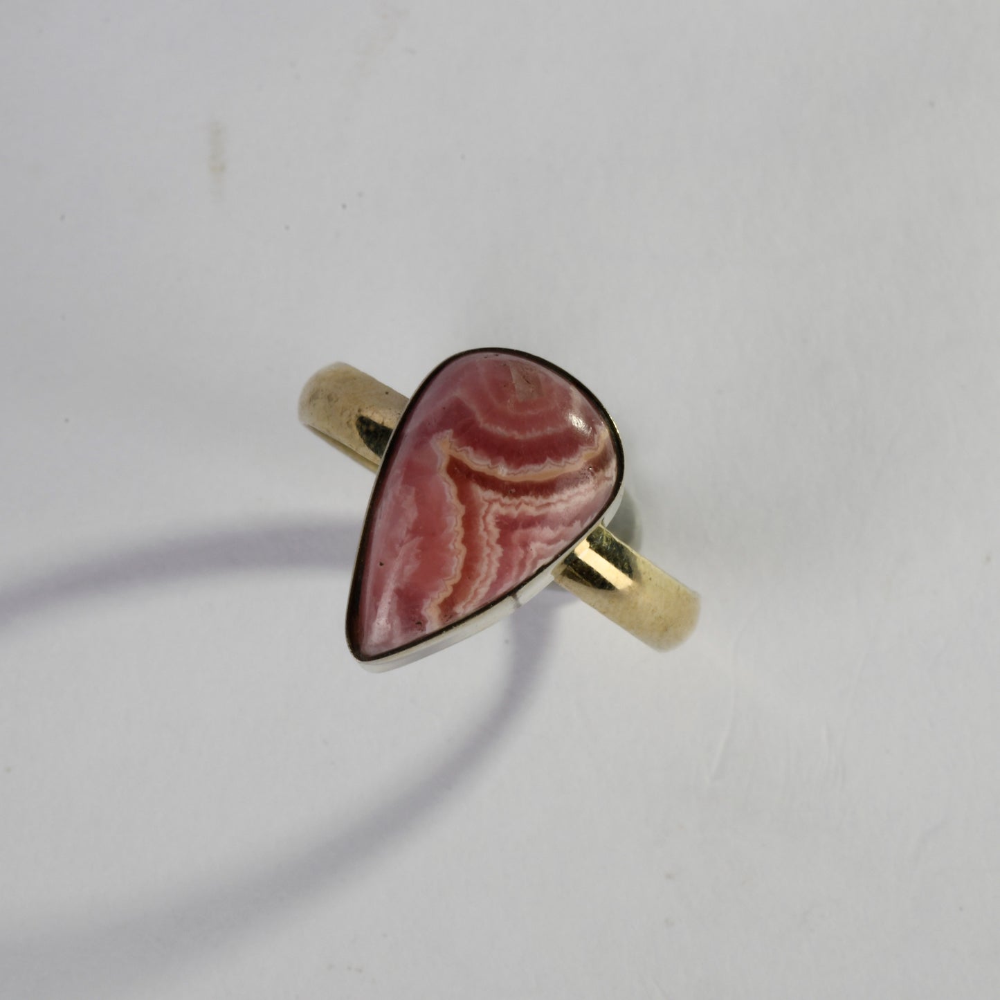 Real Rhodochrosite Crystal and Stone Ring Jewellery