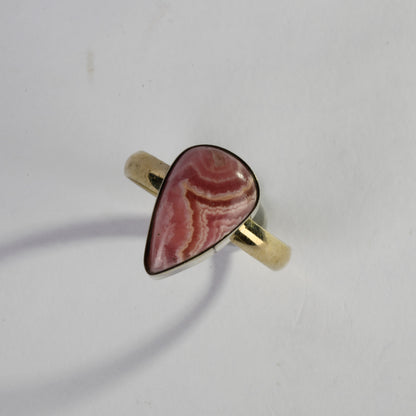 Real Rhodochrosite Crystal and Stone Ring Jewellery