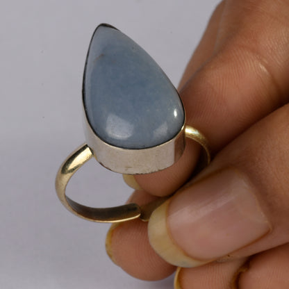 Real Angelite Crystal and Stone Ring Jewellery