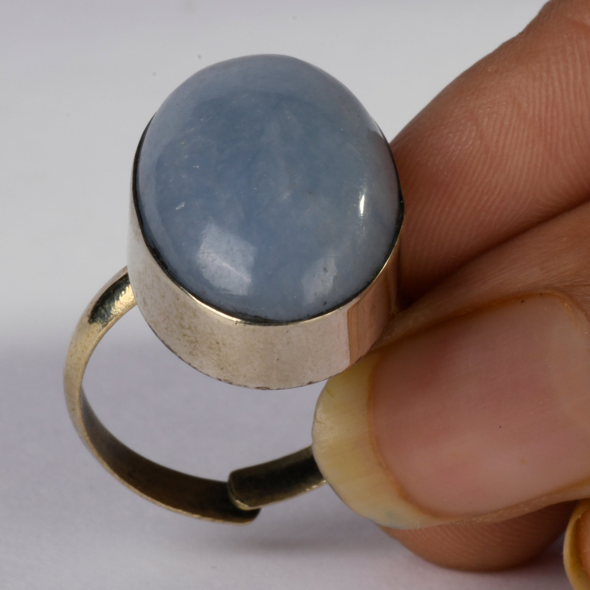 Real Angelite Crystal and Stone Ring Jewellery