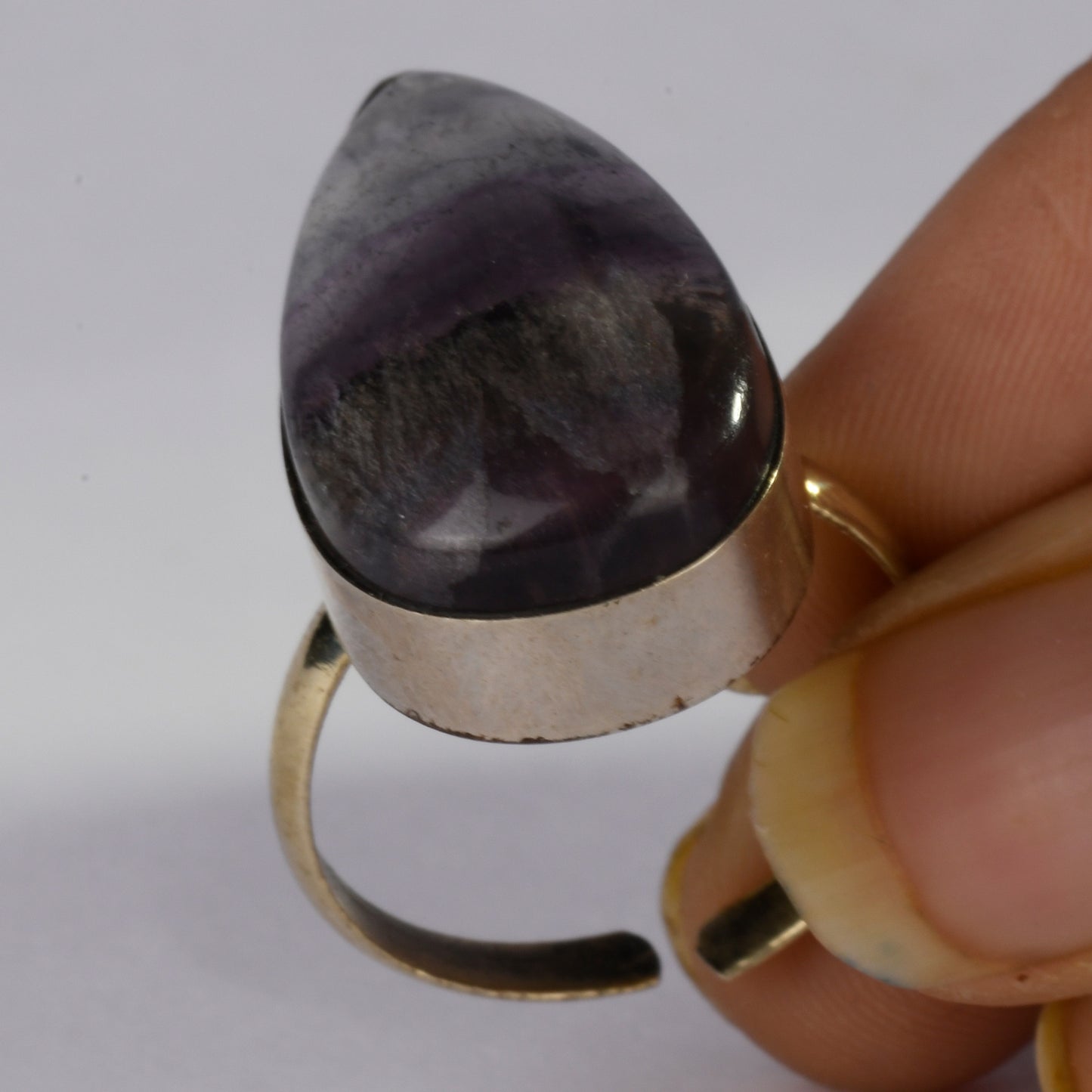 Real Multi Fluorite Crystal and Stone Ring Jewellery