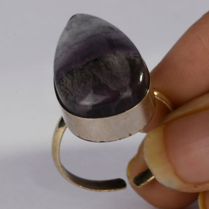 Real Multi Fluorite Crystal and Stone Ring Jewellery