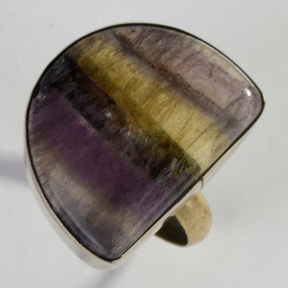 Real Multi Fluorite Crystal and Stone Ring Jewellery