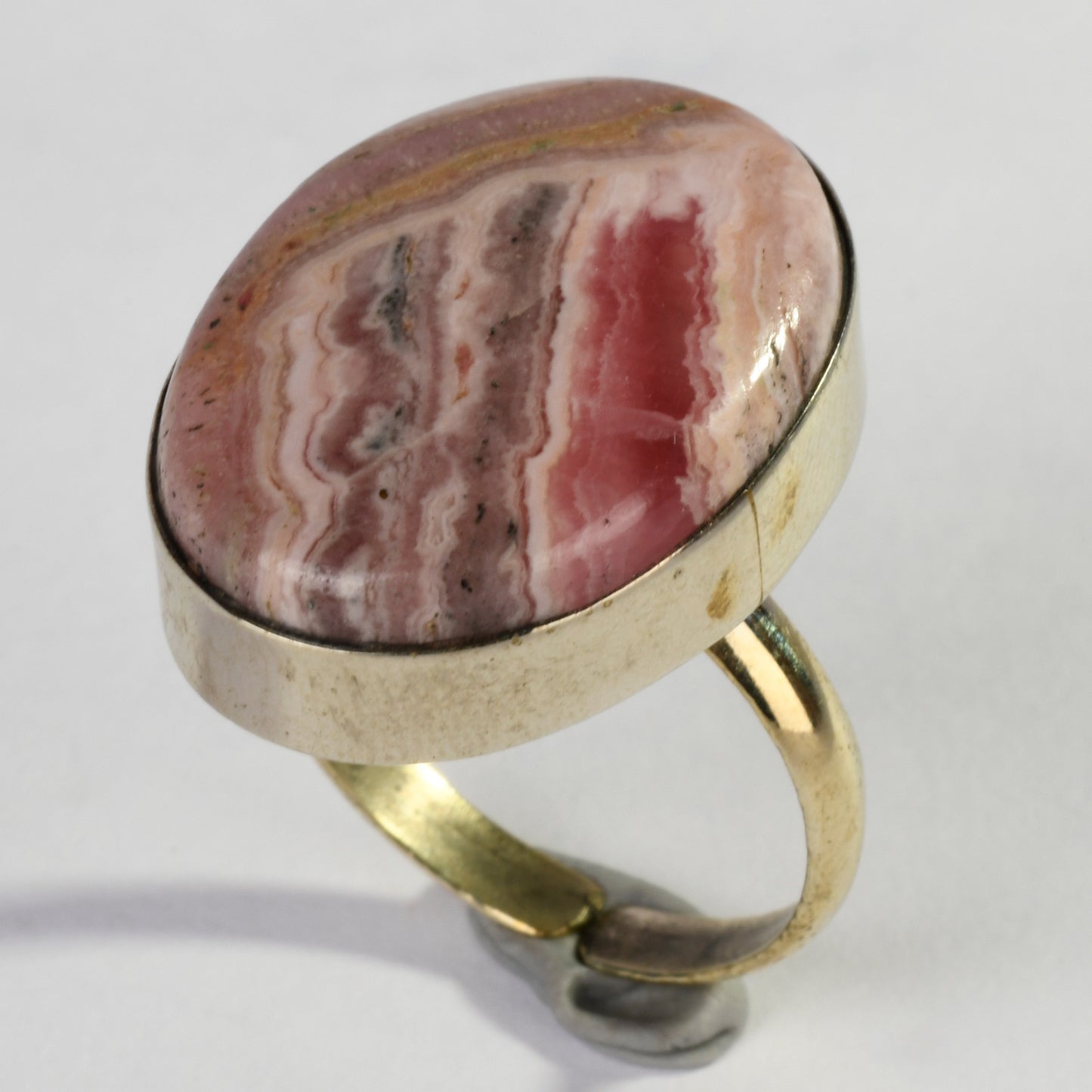 Real Rhodochrosite Crystal and Stone Ring Jewellery