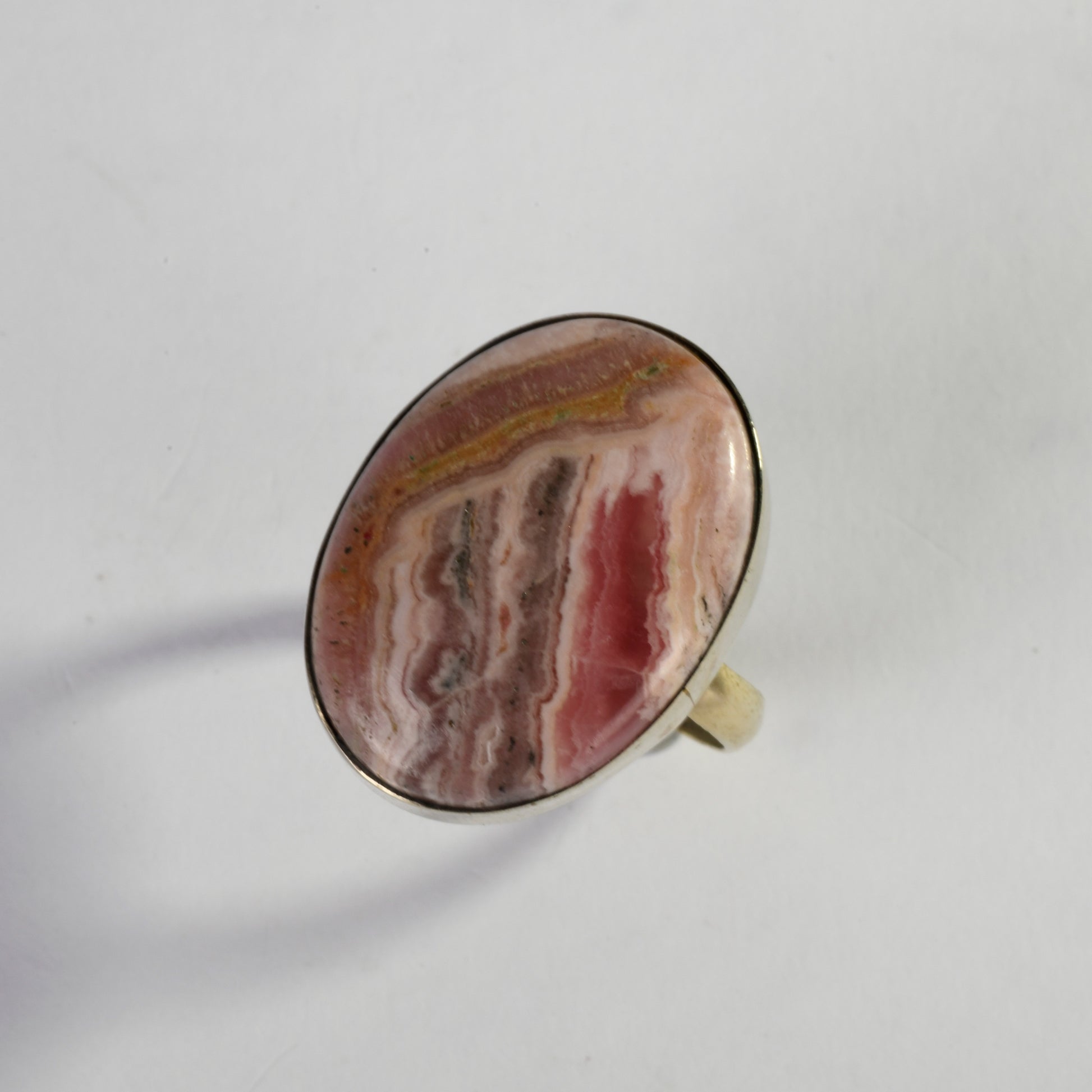 Real Rhodochrosite Crystal and Stone Ring Jewellery