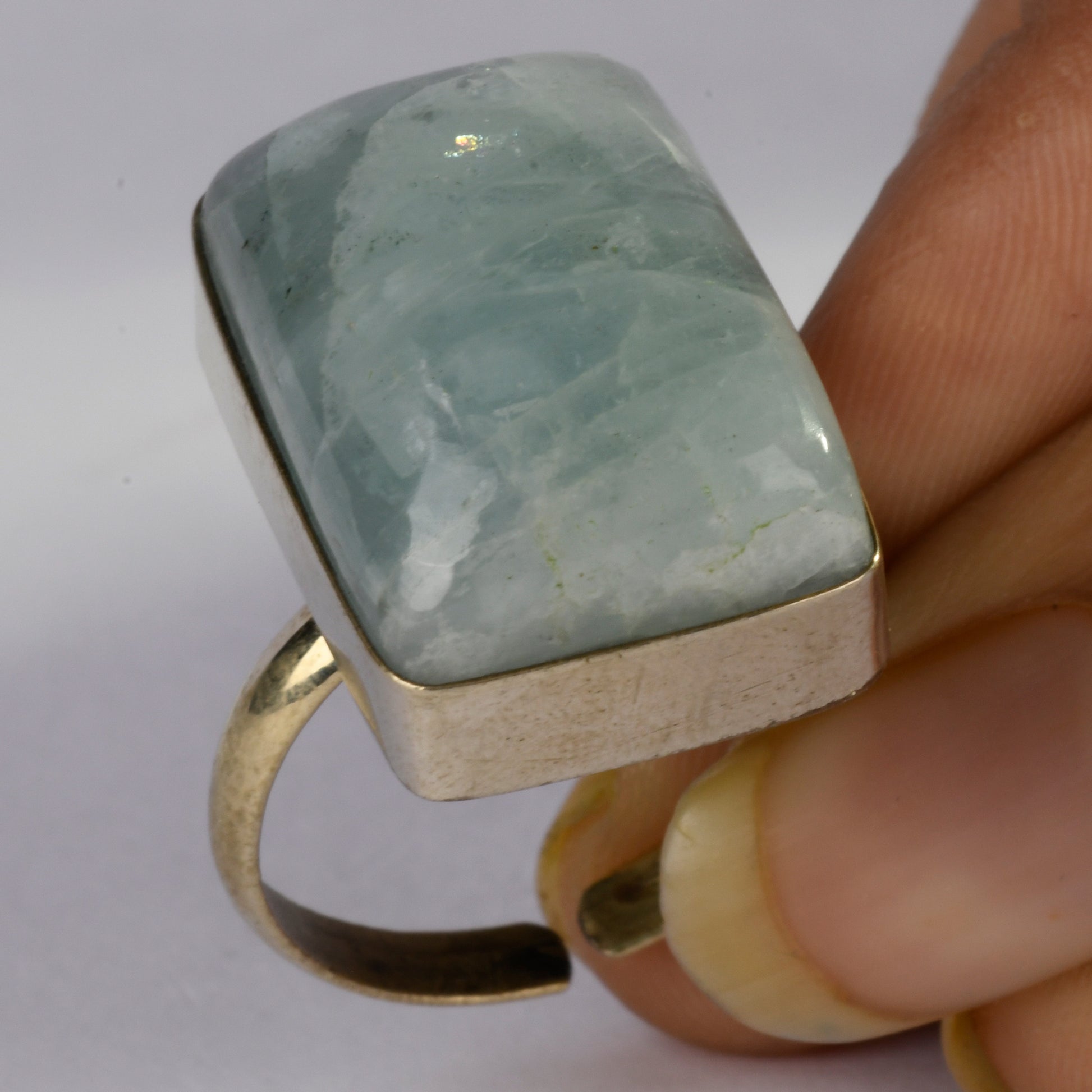 Real Aquamarine Crystal and Stone Ring Jewellery