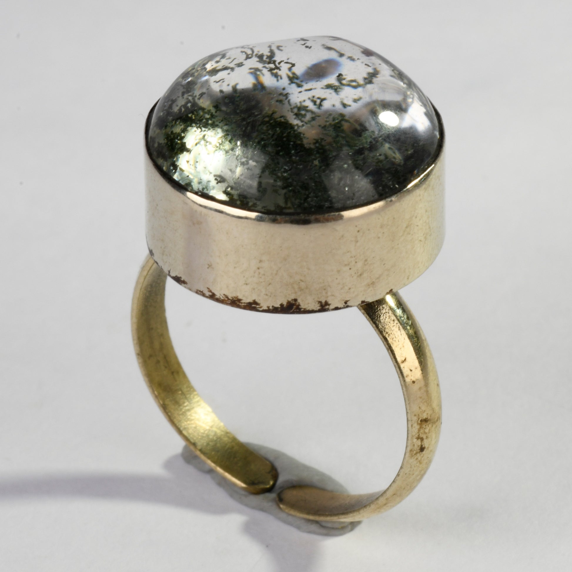 Real Lodolite Cabachon Crystal and Stone Ring Jewellery