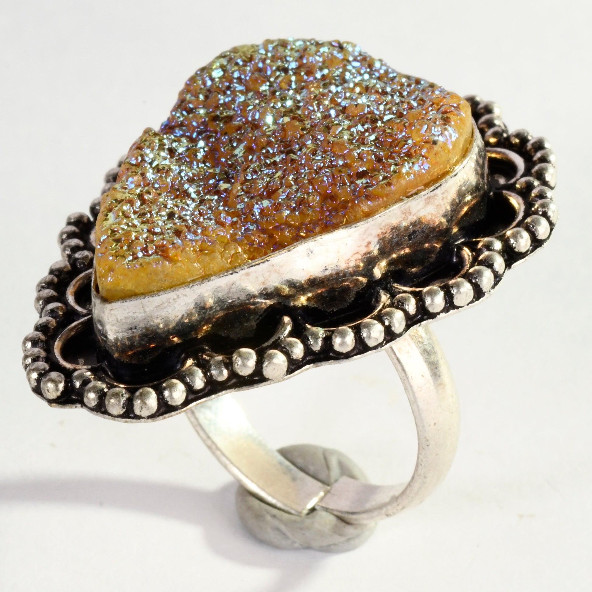 Real Druzy Agate Crystal and Stone Ring Jewellery