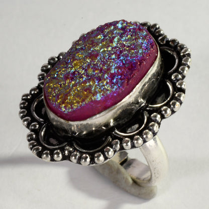 Real Druzy Agate Crystal and Stone Ring Jewellery