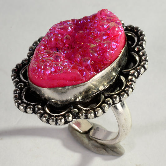 Real Druzy Agate Crystal and Stone Ring Jewellery