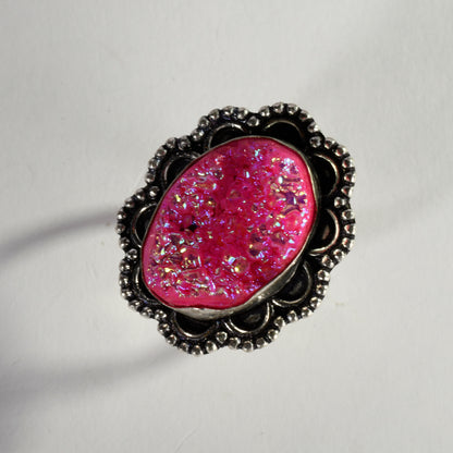 Real Druzy Agate Crystal and Stone Ring Jewellery