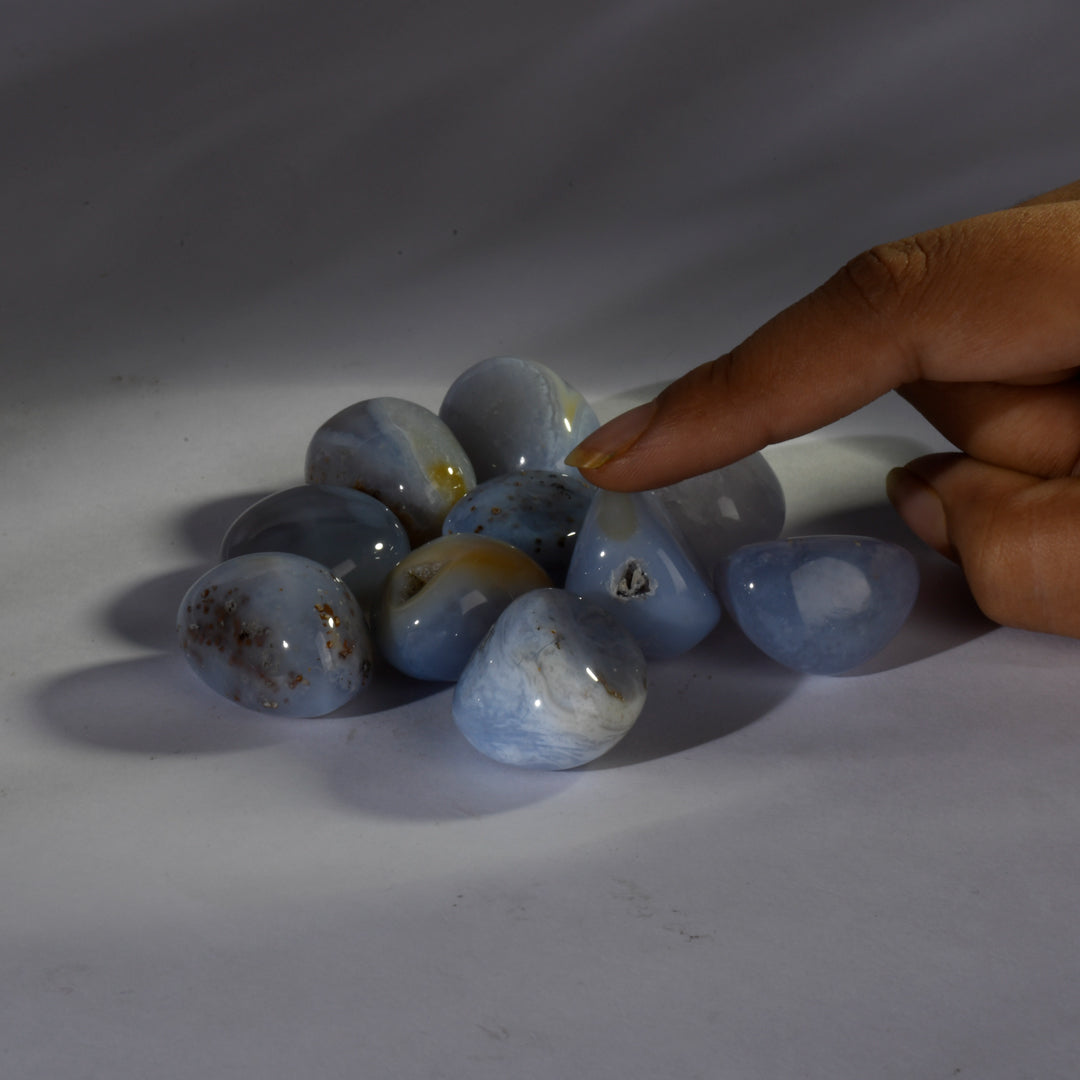 Real Blue Lace Agate Crystal Tumbles/Tumbled Stone