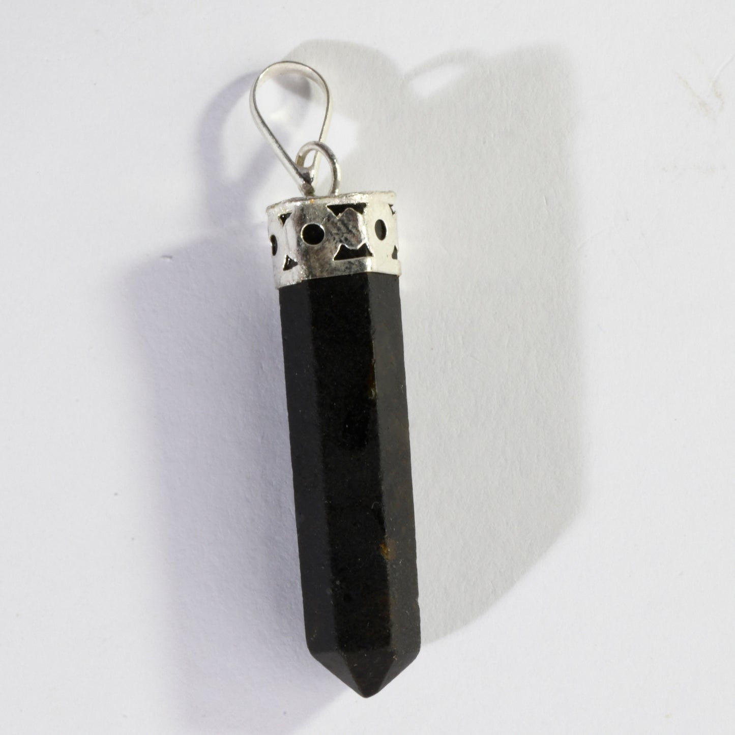 Real Black Tourmaline Crystal and Stone Necklace Point Pendant Jewellery