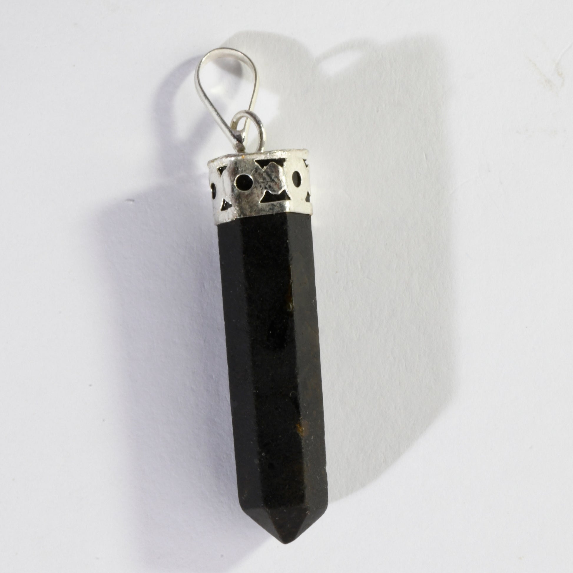 Real Black Tourmaline Crystal and Stone Necklace Point Pendant Jewellery