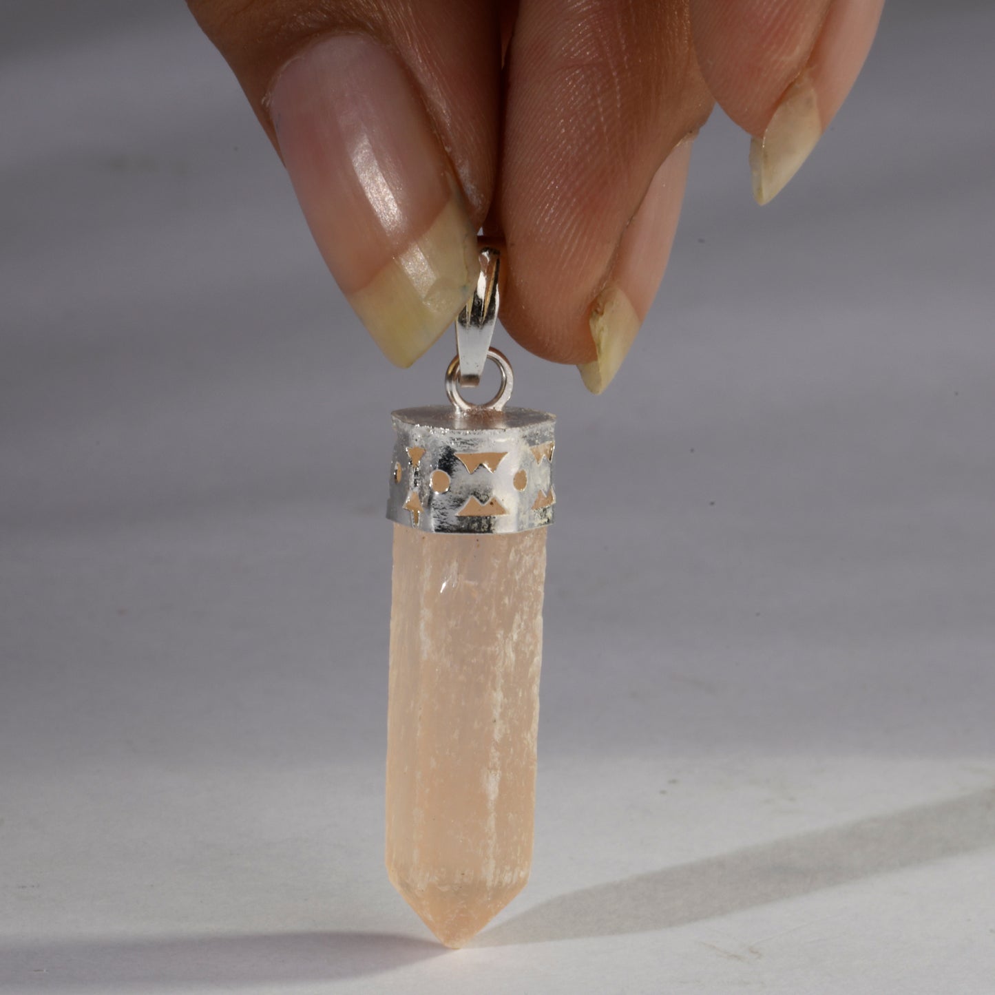 Real Orange Selenite Crystal and Stone Necklace Point Pendant Jewellery