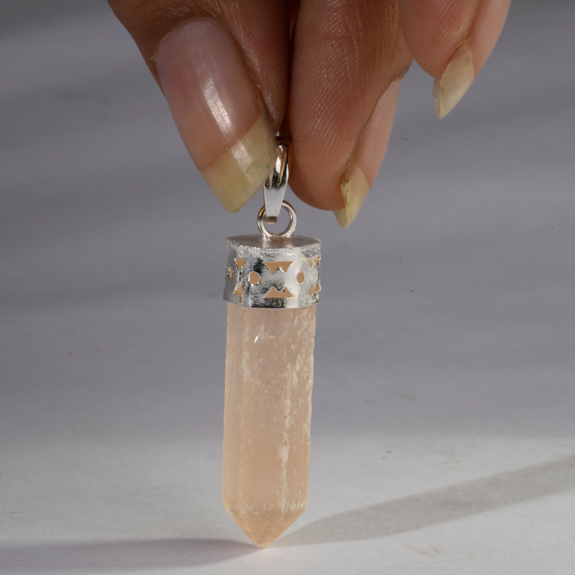 Real Orange Selenite Crystal and Stone Necklace Point Pendant Jewellery