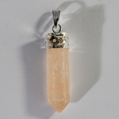 Real Orange Selenite Crystal and Stone Necklace Point Pendant Jewellery