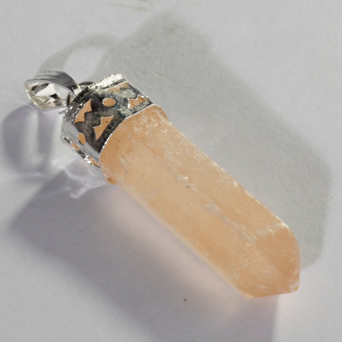 Real Orange Selenite Crystal and Stone Necklace Point Pendant Jewellery