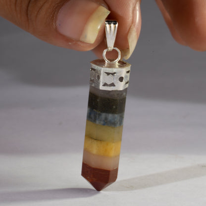 Real Seven Chakra Crystal and Stone Necklace Point Pendant Jewellery