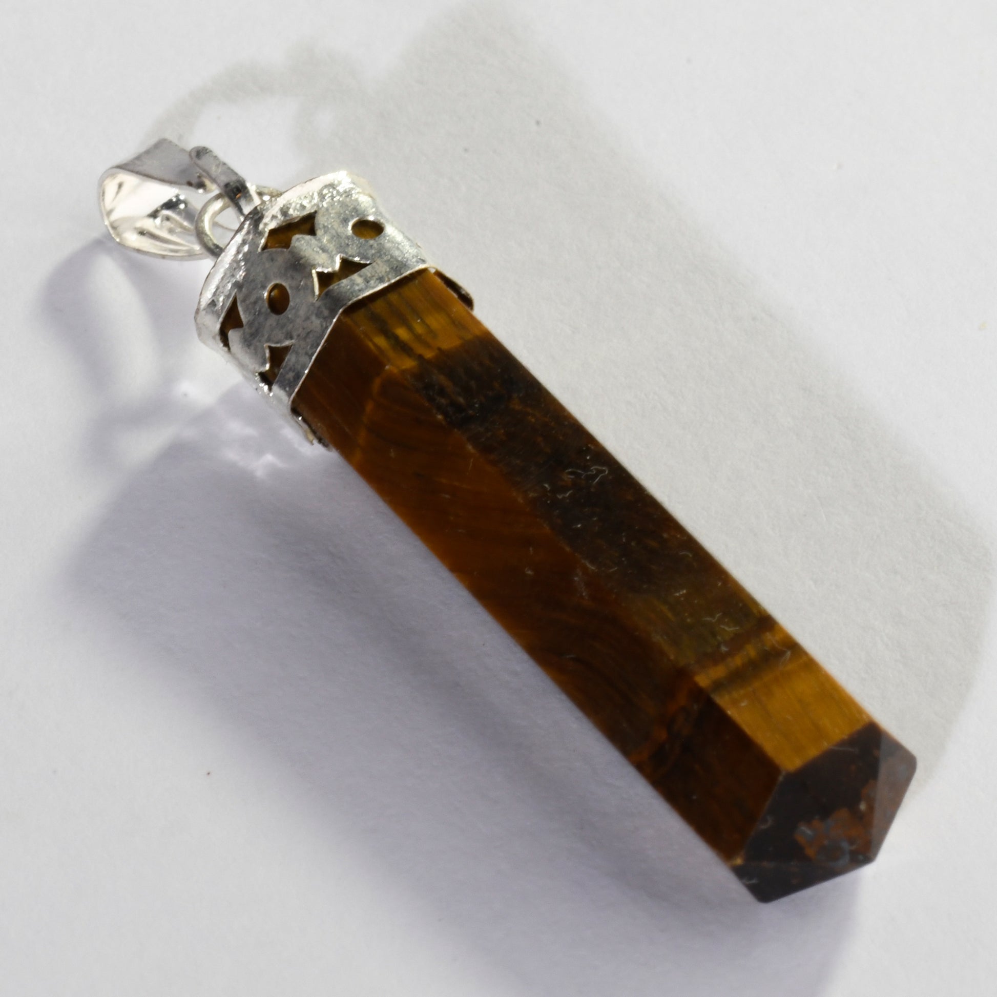 Real Tiger'S Eye Crystal and Stone Necklace Point Pendant Jewellery