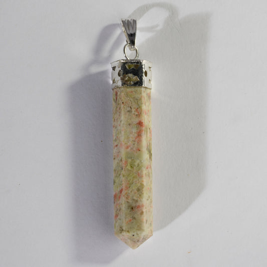 Real Unakite Crystal and Stone Necklace Point Pendant Jewellery