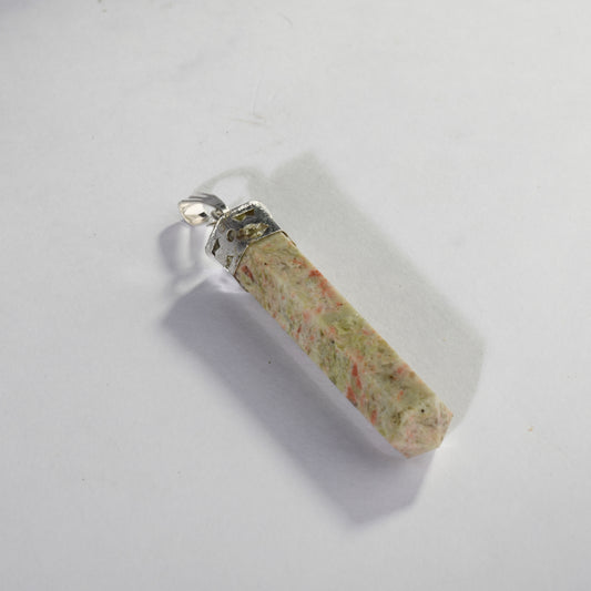 Real Unakite Crystal and Stone Necklace Point Pendant Jewellery