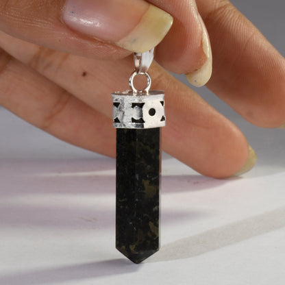 Real Nuummite Crystal and Stone Necklace Point Pendant Jewellery