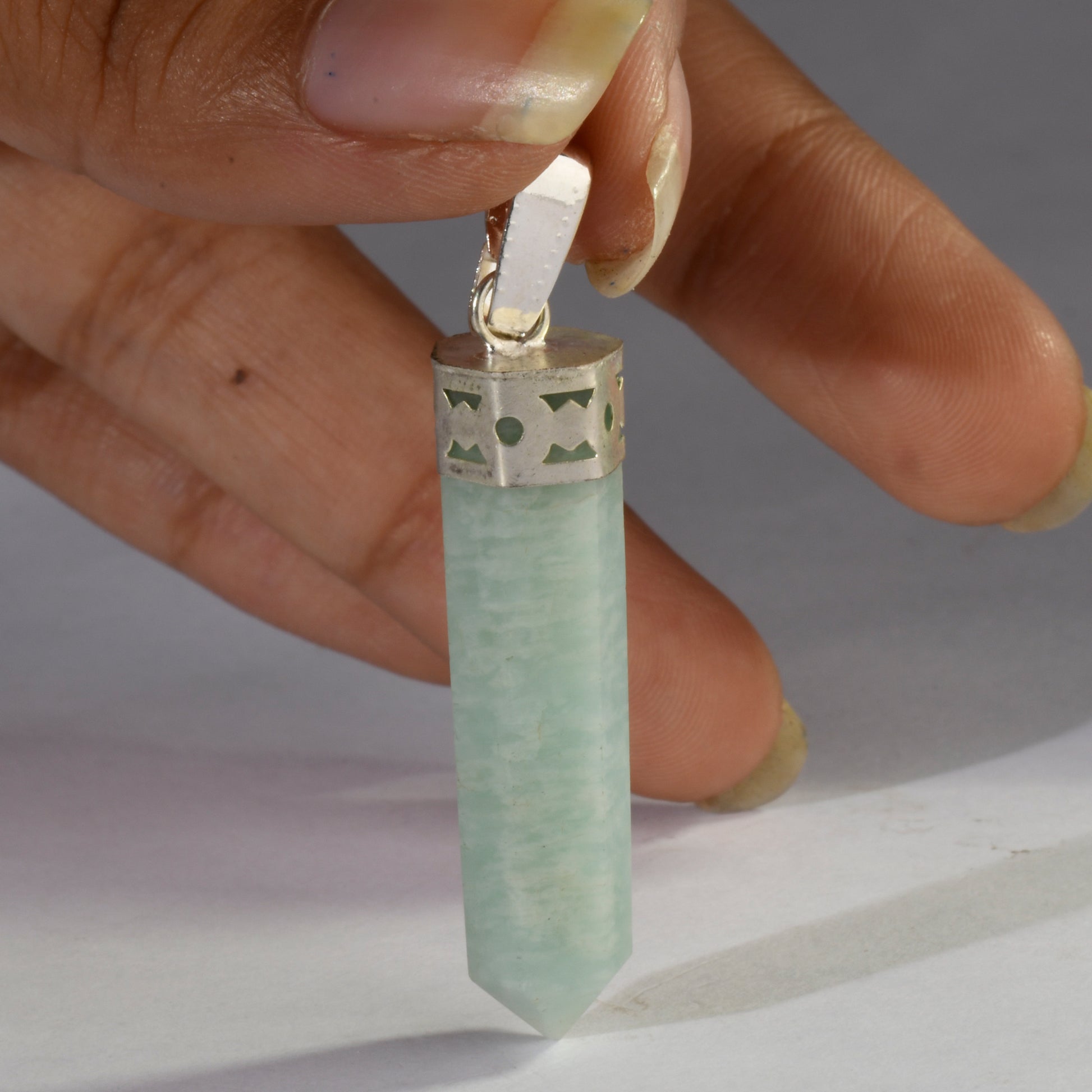 Real Amazonite Crystal and Stone Necklace Point Pendant Jewellery