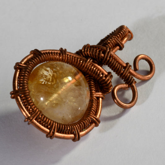 Real Citrine Crystal and Stone Vintage Necklace Wire Pendant Jewellery