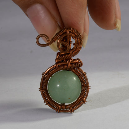 Real Green Aventurine Crystal and Stone Vintage Necklace Wire Pendant Jewellery