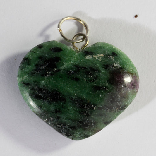 Real Ruby Zoisite Mini Crystal and Stone Necklace Heart Shaped Pendant Jewellery