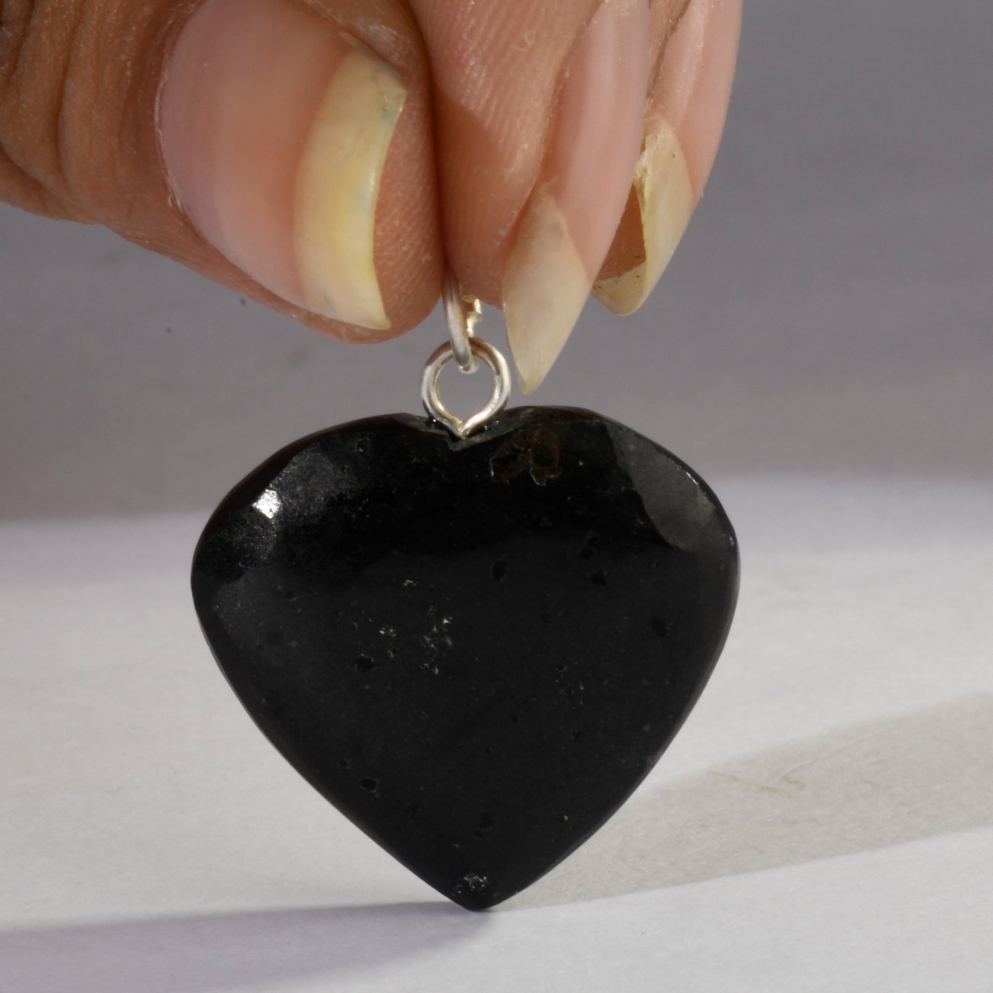 Real Black Tourmaline Mini Crystal and Stone Necklace Heart Shaped Pendant Jewellery